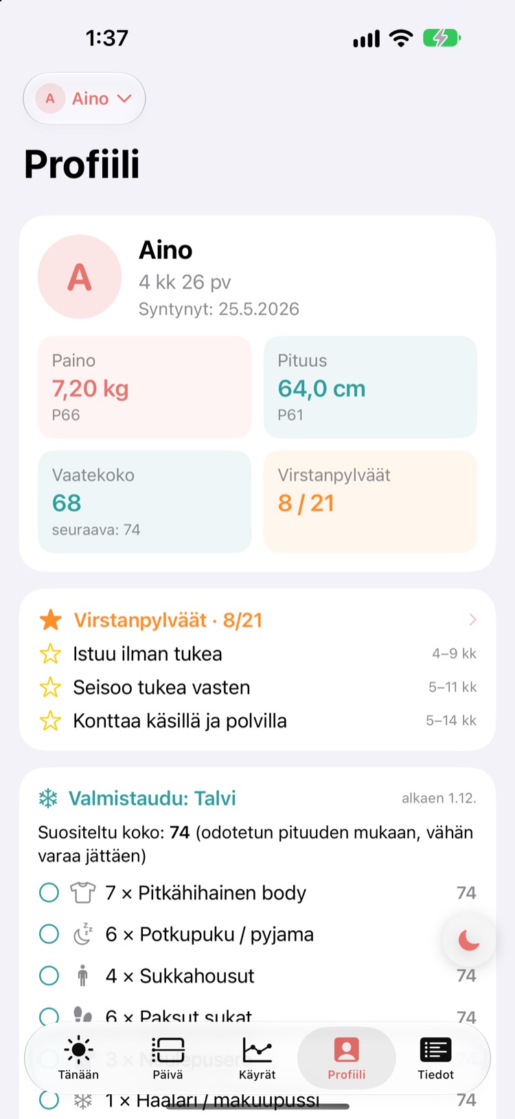 Profiili: virstanpylväät, vaatteet