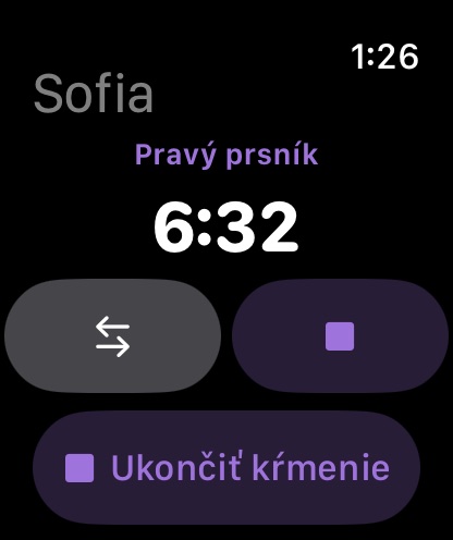 Prebiehajúce dojčenie, výmena strany jedným ťuknutím